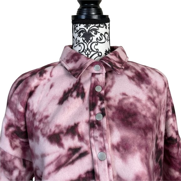 ABOUND | Women's Purple Tie Dye Cozy Cropped Shirt Jacket Medium - Picture 3 of 7